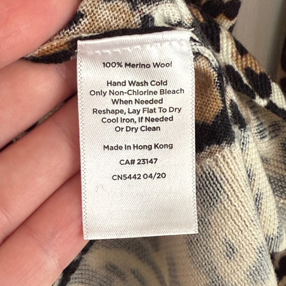 Talbots Petite Leopard Print Merino Wool Sweater - Picture 3 of 8